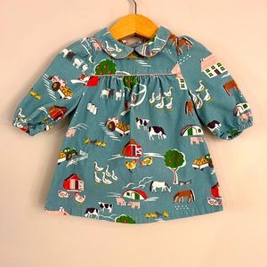 Baby Boden Girl Corduroy Dress Farm Animals 3-6 Months